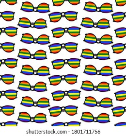 Pattern of sunglasses with rainbow LGBT flag.