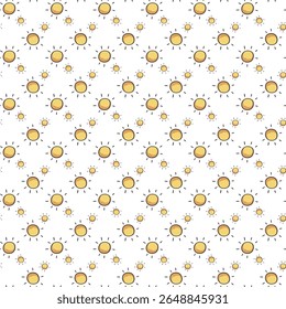 Pattern of Suns on White Background with Cheerful Minimalist Design
