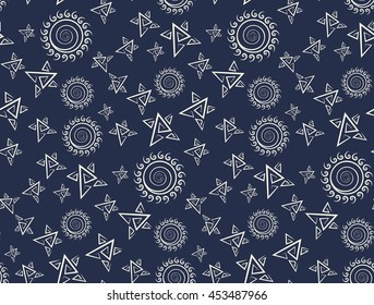 Pattern of suns and stars, night