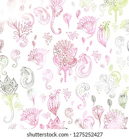 Pattern surface design on white background flowers in line style.