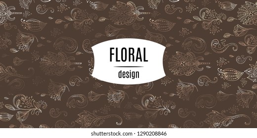 Pattern surface design on white background flowers in line style.