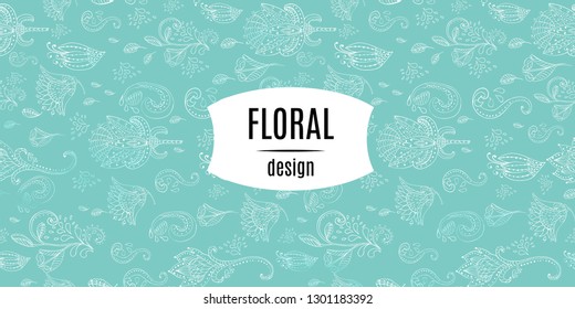 Pattern surface design on white background flowers in line style.