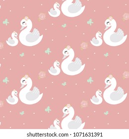 Pattern swan mother baby girl room