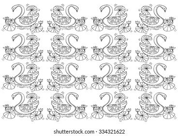 Pattern with swans
