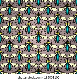 Pattern with a swarm of blue flies - background.