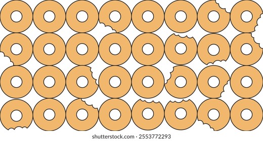 Pattern Sweet Donuts Bakery Cartoon Flat Illustration Vector