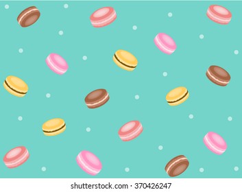 Pattern sweet macaron on white background. Delicious desserts. Fresh bakery. Vector illustration