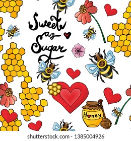 pattern sweets and sugar set with honey for your design and scrapbook in vector	