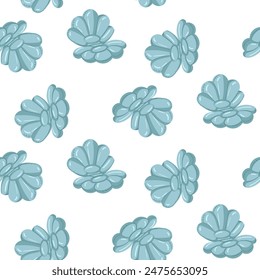 Pattern with swimming circles in the shape of an open shell, a large floating inflatable seashell. This blue inflatable cushion float is perfect for a summer themed pool party. Seamless illustration