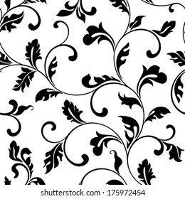 Pattern with swirls and foliage