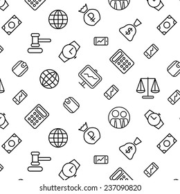 Pattern and the symbol of business subjects. Money and finans, dates and vsermya on white background