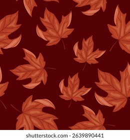 pattern with the symbol of Canada, namely a red maple leaf on a red background, for Canada Day or autumn designs