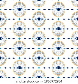 Pattern with symbolic talismans in the form of eyes. Mystical look. Vector esoteric illustration isolated on white background. For use in the design of paper packaging, drawing on fabric