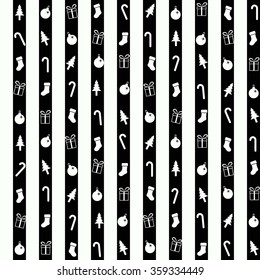 pattern with symbols of Christmas, black background