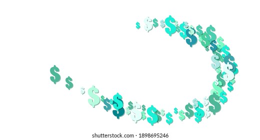 Patrón de los símbolos de la moneda del dólar sobre fondo blanco. Fondo vectorial verde con signos de dólares. El patrón se puede usar para tu anuncio, afiche, banner de dinero de USD. Ilustración del vector
