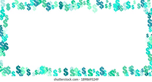 Muster der Symbole der Dollar-Währung auf weißem Hintergrund. Grüner Vektorhintergrund mit Zeichen für Dollar. Das Muster kann für Ihre Anzeige, Poster, Banner von USD-Geld verwendet werden. Vektorgrafik