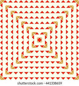 Pattern with symmetric geometric ornament. Abstract repeated triangles background. Mosaic wallpaper. Vector illustration