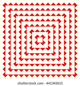 Pattern with symmetric geometric ornament. Abstract repeated triangles background. Mosaic wallpaper. Vector illustration