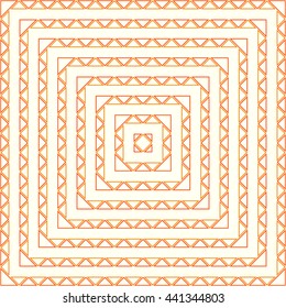 Pattern with symmetric geometric ornament. Abstract repeated triangles background. Grill wallpaper. Vector illustration