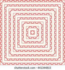 Pattern with symmetric geometric ornament. Abstract repeated triangles background. Grill wallpaper. Vector illustration