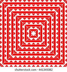 Pattern with symmetric geometric ornament. Abstract repeated triangles background. Mosaic wallpaper. Vector illustration