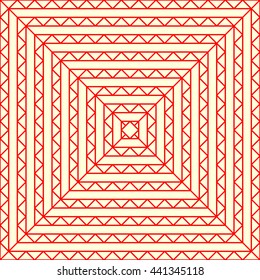 Pattern with symmetric geometric ornament. Abstract repeated triangles background. Grill wallpaper. Vector illustration