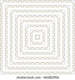Pattern with symmetric geometric ornament. Abstract repeated triangles background. Mosaic wallpaper. Vector illustration