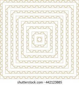 Pattern with symmetric geometric ornament. Abstract repeated triangles background. Mosaic wallpaper. Vector illustration