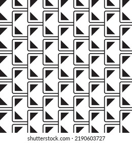 pattern with symmetric geometric ornament. Black and white geometric seamless pattern with triangle.