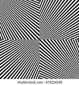 Pattern with symmetric geometric ornament. Black lines on white background. Op art style wallpaper. Vector abstract illustration