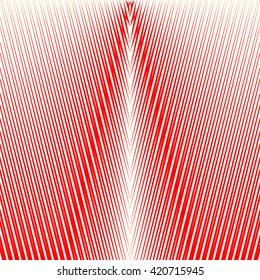 Pattern with symmetric geometric ornament. Bright red white sharp lines abstract background. 3d optical illusion effect wallpaper. Vector illustration