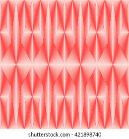 Pattern with symmetric geometric ornament. Bright pink white sharp lines abstract background. 3d optical faux effect wallpaper. Vector illustration