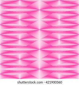 Pattern with symmetric geometric ornament. Bright pink white sharp lines abstract background. 3d optical faux effect wallpaper. Vector illustration