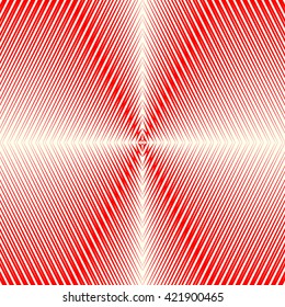 Pattern with symmetric geometric ornament. Bright pink white sharp lines abstract background. 3d optical faux effect wallpaper. Vector illustration