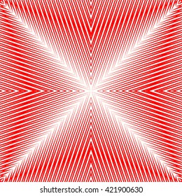 Pattern with symmetric geometric ornament. Bright pink white sharp lines abstract background. 3d optical faux effect wallpaper. Vector illustration