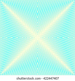 Pattern with symmetric geometric ornament. Bright sea blue white sharp lines abstract background. 3d optical faux effect wallpaper. Vector illustration