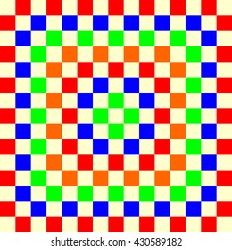 Pattern with symmetric geometric ornament. Colored squares abstract background. Ornament picture wallpaper. Vector illustration