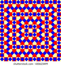 Pattern with symmetric geometric ornament. Colored abstract background. Ornament picture wallpaper. Vector illustration