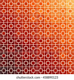 Pattern with symmetric geometric ornament. Gradient color square chain abstract background. Vector illustration
