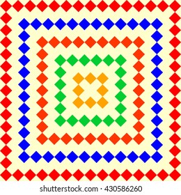 Pattern with symmetric geometric ornament. Multi colored rhombuses abstract background. Ornament picture wallpaper. Vector illustration