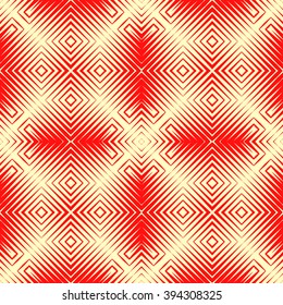 Pattern with symmetric geometric ornament. Polygons red white abstract background. Geometrical figures abstract. Abstract repeated wallpaper. Vector illustration