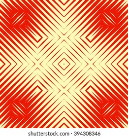 Pattern with symmetric geometric ornament. Polygons red white abstract background. Geometrical figures abstract. Abstract repeated wallpaper. Vector illustration
