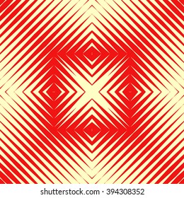 Pattern with symmetric geometric ornament. Polygons red white abstract background. Geometrical figures abstract. Abstract repeated wallpaper. Vector illustration