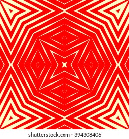 Pattern with symmetric geometric ornament. Polygons red white abstract background. Geometrical figures abstract. Abstract repeated wallpaper. Vector illustration