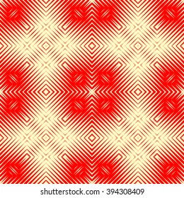 Pattern with symmetric geometric ornament. Polygons red white abstract background. Geometrical figures abstract. Abstract repeated wallpaper. Vector illustration