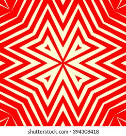 Pattern with symmetric geometric ornament. Polygons red white abstract background. Geometrical figures abstract. Abstract repeated wallpaper. Vector illustration