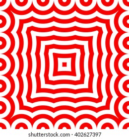 Pattern with symmetric geometric ornament. Red white circles abstract background. Abstract repeated spheres wallpaper. Vector illustration