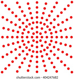 Pattern with symmetric geometric ornament. Red white circles abstract background. Abstract repeated spheres wallpaper. Vector illustration