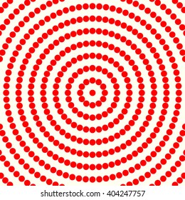 Pattern with symmetric geometric ornament. Red white circles abstract background. Abstract repeated spheres wallpaper. Vector illustration