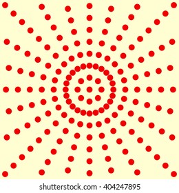 Pattern with symmetric geometric ornament. Red white circles abstract background. Abstract repeated spheres wallpaper. Vector illustration